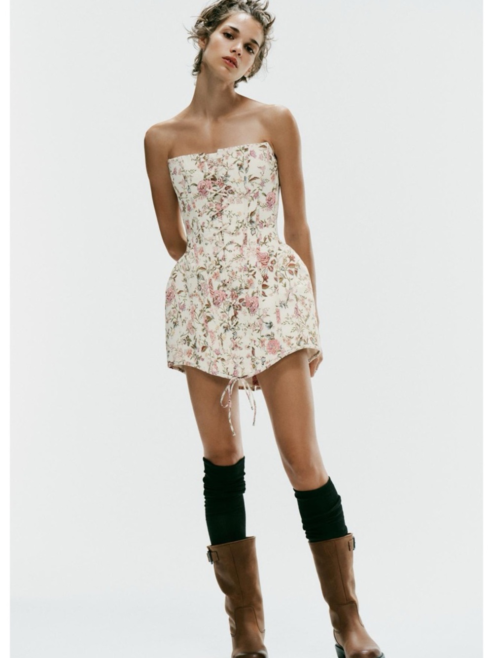 ZARA NWT Floral Print Off the Shoulder Dress